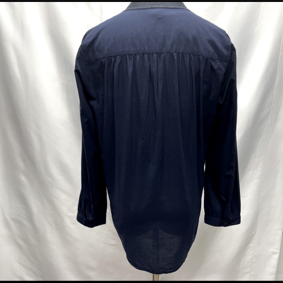 J.Crew Embroidered Bib Peasant Top Navy Blue Sz Small - Picture 5 of 13